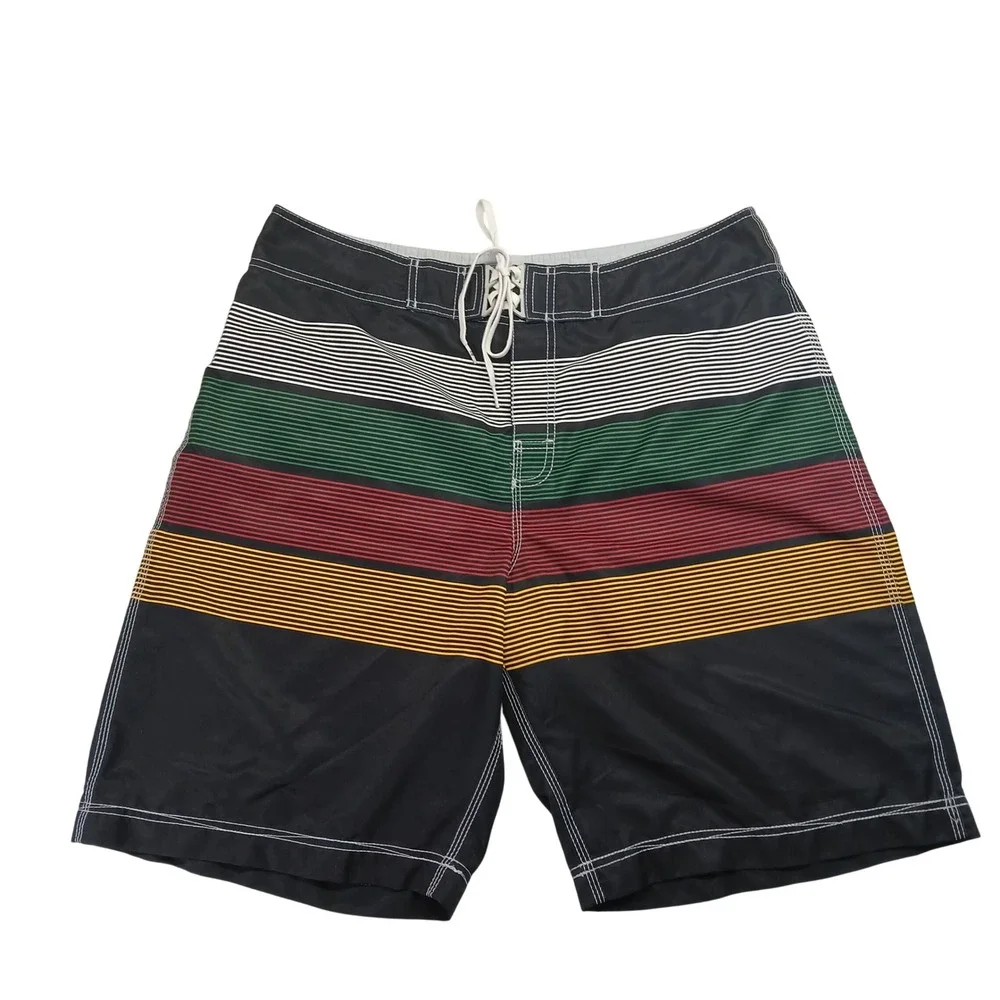 Billabong Mens Board Shorts Size 38 Multicolor Striped Lion Crest Swim Trunks
